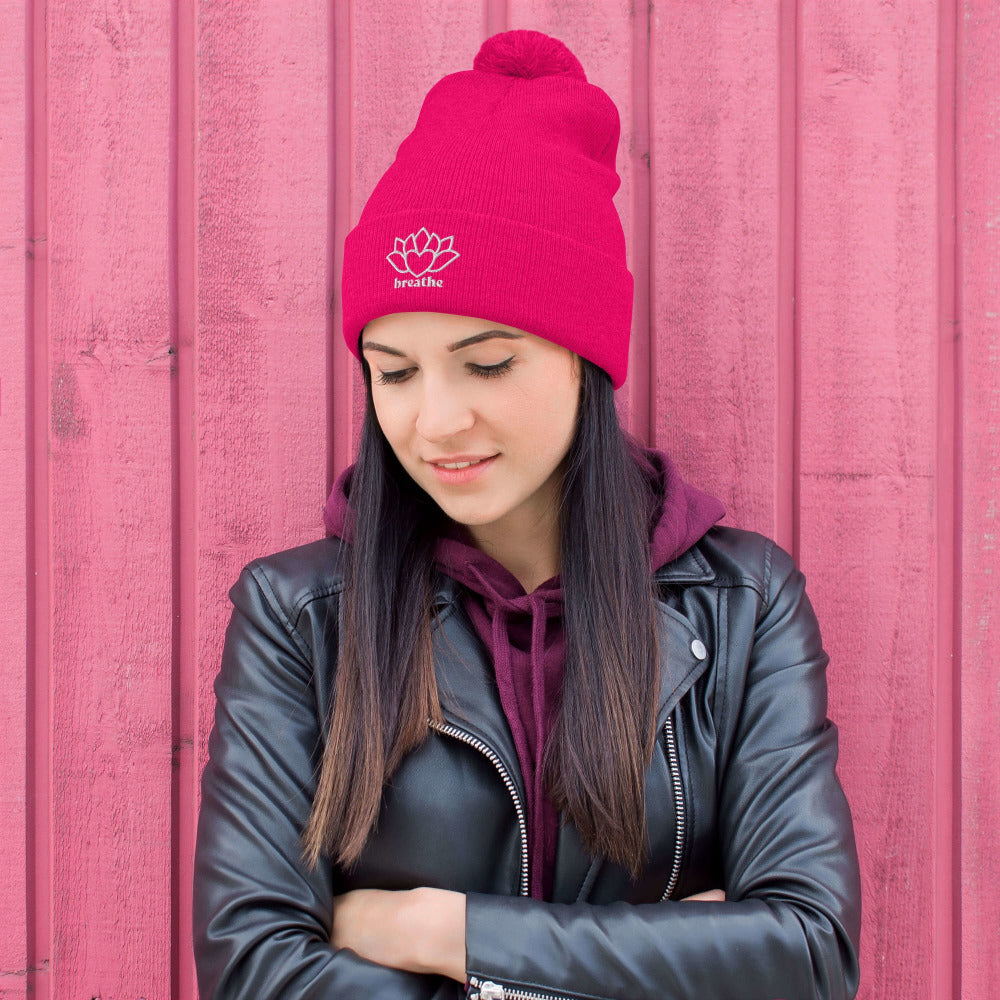 Breathe Pom-Pom Beanie - Neon Pink
